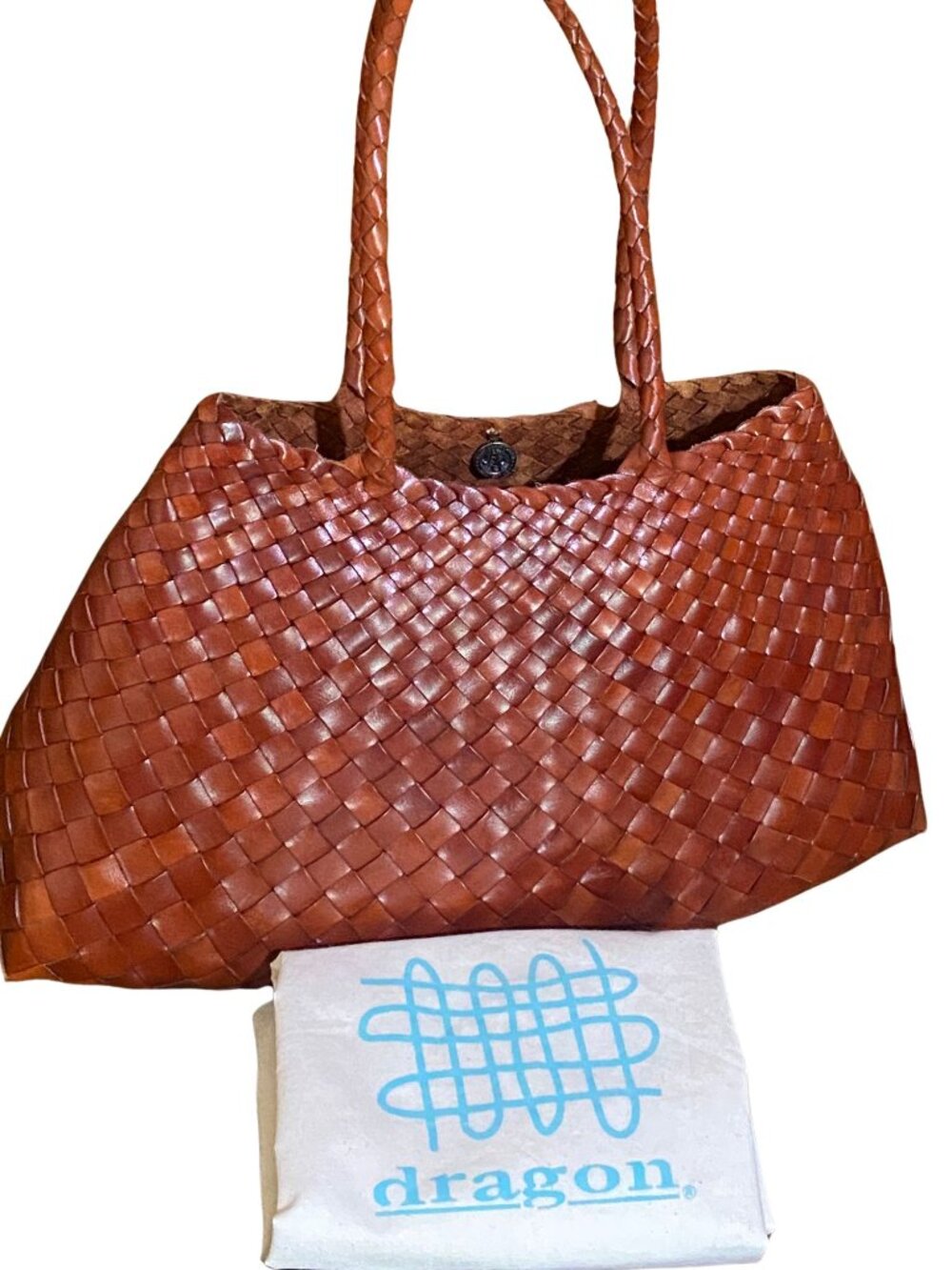 Dragon Diffusion Santa Croce Big Large Woven Leather Tote + Dust Bag